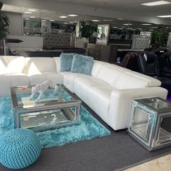 Top Grain Genuine Leather Power Head And Feet Sectional With USB Charging Also Comes In Grey