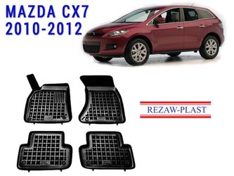 All weather floor mats for Mazda CX-7 2010-2012 black color 3D custom fit