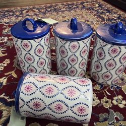 4 Kitchen Ceramic Canister New With Tag