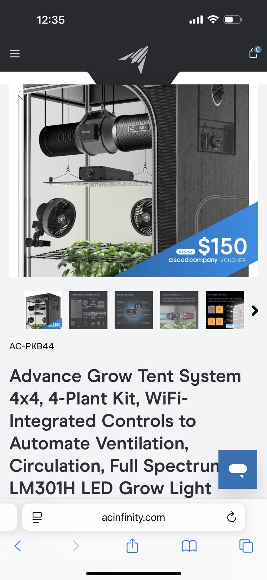 Ac Infinity 4x4 Grow Tent System (AC-PKB44)