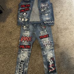 Graphic Jean Jacket & Jeans Set