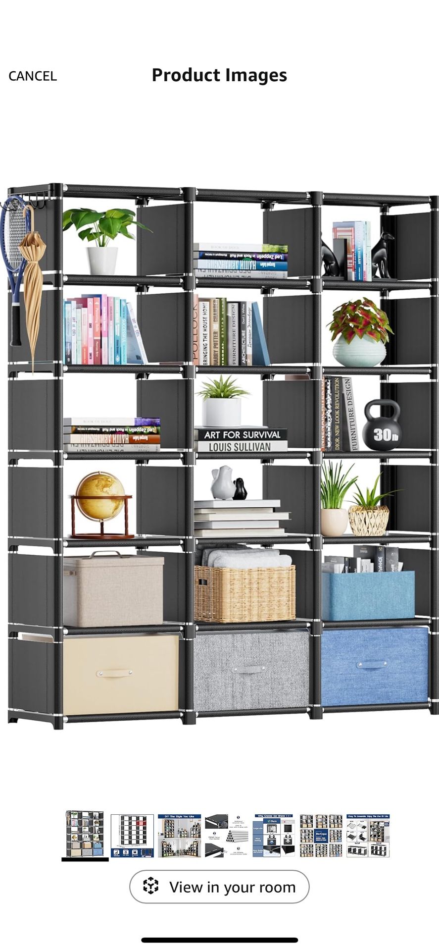 Mavivegue Book Shelf, 18 Cube Storage Organizer, DIY Bookcase, Metal Cube Bookshelf, Cubbies Closet Storage Organizer Shelves for Bedroom,Living Room,