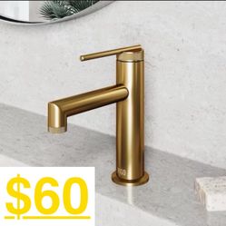 VIGO Sterling Single Handle Single-Hole Bathroom Faucet in Matte Brushed Gold 