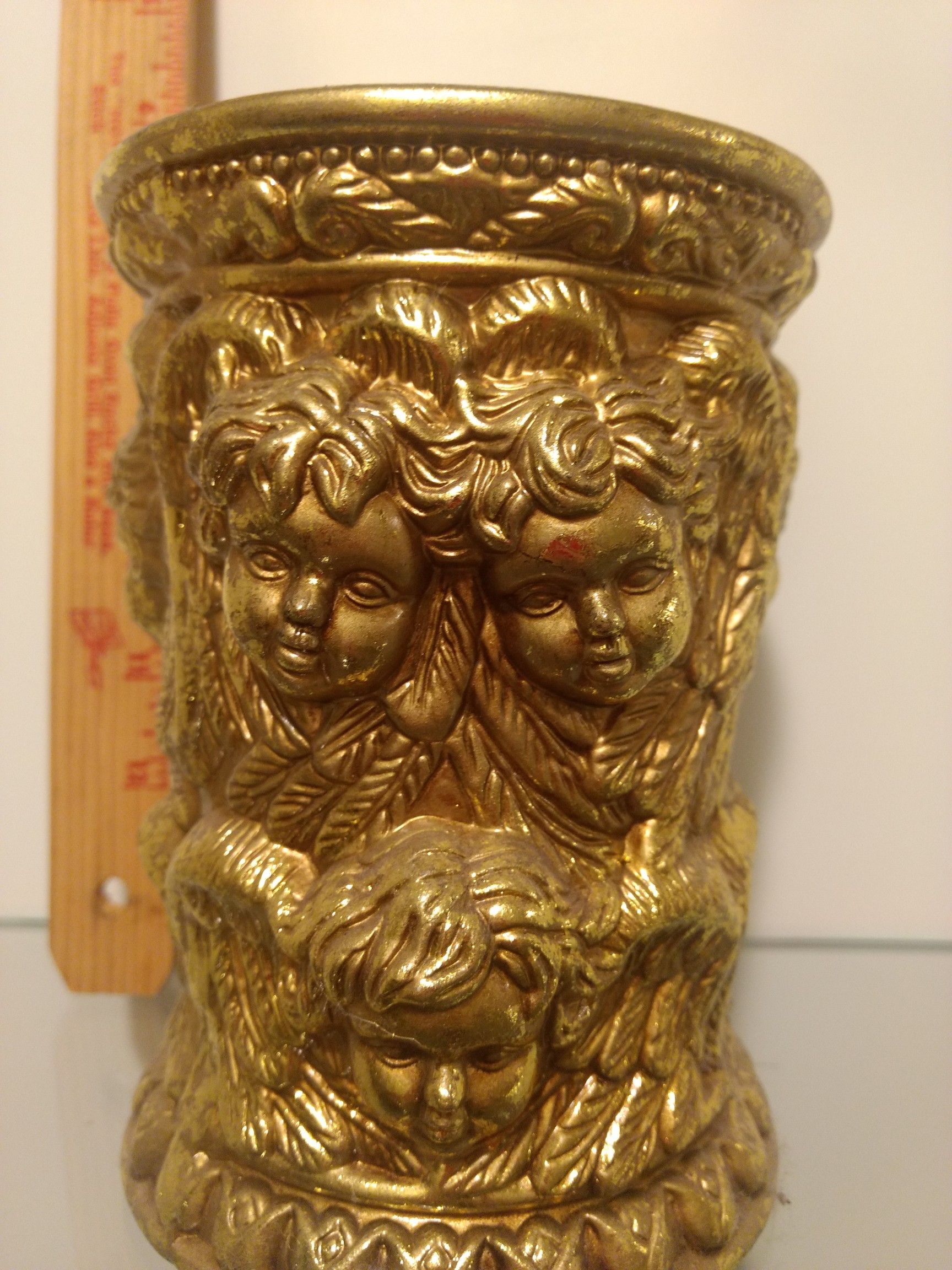 Gold cherub candle holder
