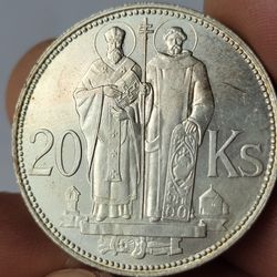 🇸🇰1941 SLOVAKIA SAINT CYRIL AND METHODIUS 20 Korun Silver Coin