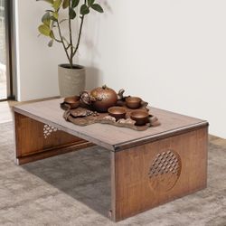 Floor Coffee Table, Foldable Bamboo Coffee Table, Meditation and Tea Table, Portable Low Table for Living Room, Home Office (31.5 * 19.7 * 11.8in)