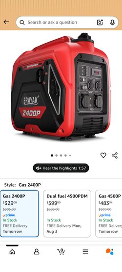2400p & 4500pd Erayak Portable Generator 50% off