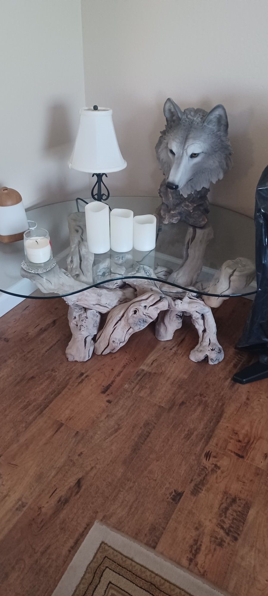 2 Driftwood Thick Glass Tables