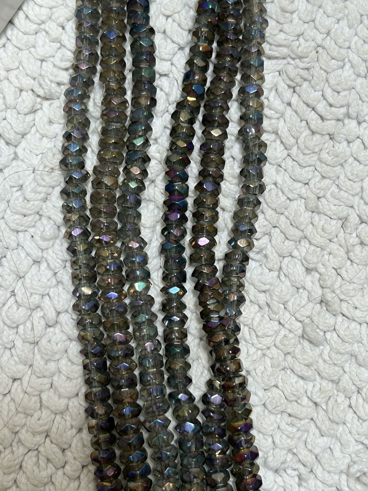 3 strands 4mm faceted crystal multicolored iridescent beads