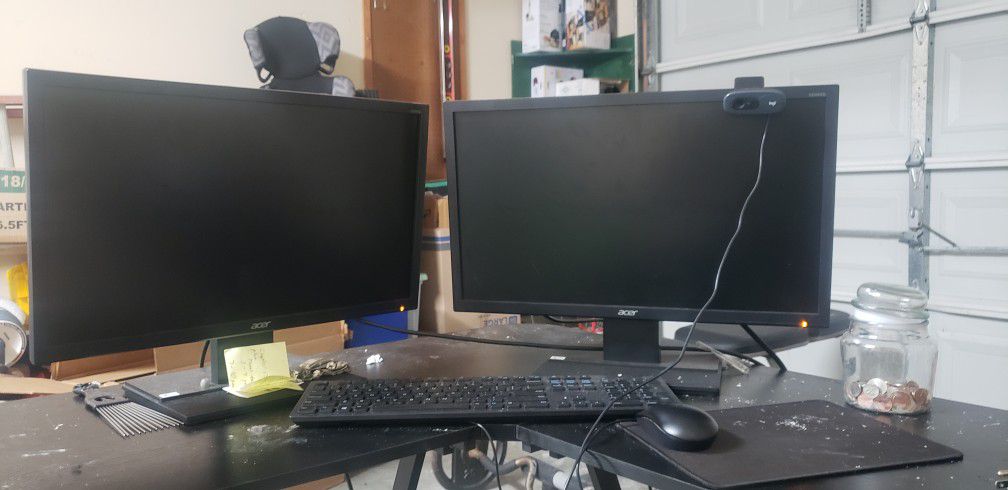 Dual Monitor Acer Computer Bundle With Desk