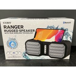 (2) NEW Coby Ranger Wireless Portable Speaker. Bluetooth 5.3 FM Radio, IPX5 Water Resistant, Micro USB, AUX, and TF Card Input, Rechargeable Battery w