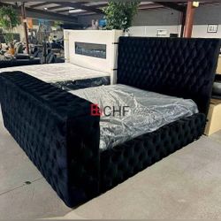 New Black King  Size Bed Frame With Tv Lift  // Mattress Sold Separately 
