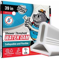 Brand New Shower Threshold Water Dam Barrier 39" - White Collapsible Shower Water Blocker - Shower Guard for Walk in Shower - Water Guard Stopper for 