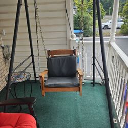 Outdoor Porch Swing W Cushion And Stand