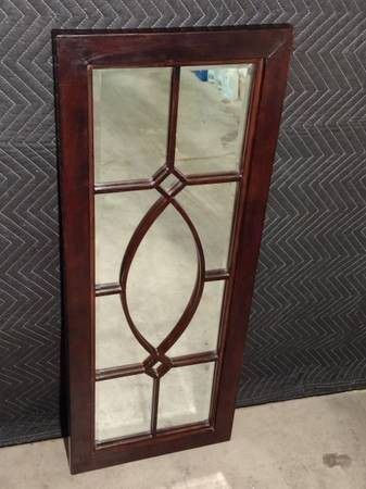 Sorta Full Steel Heavy Beveled Window Motif Mahogany Mirror