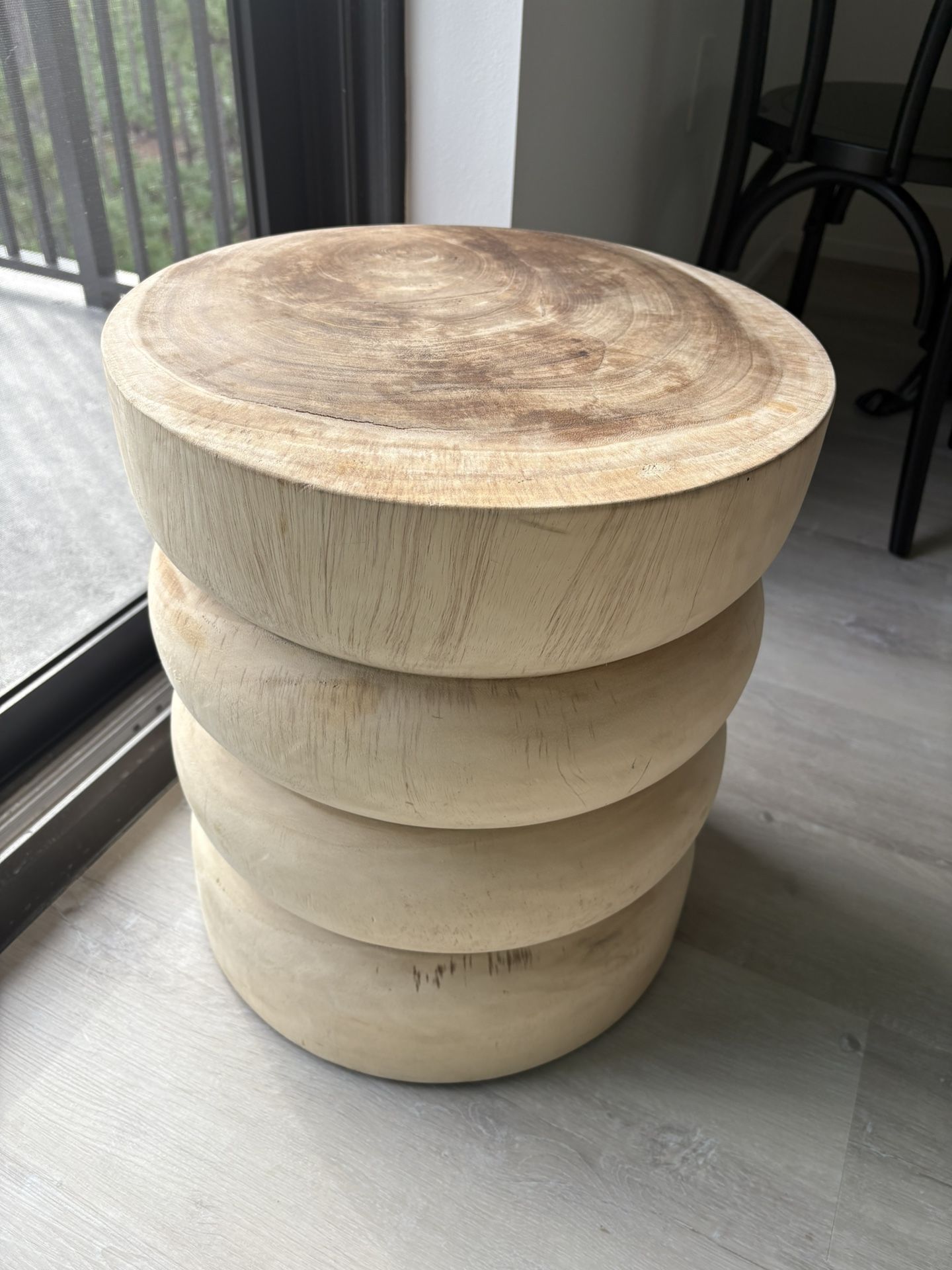 Solid Suar Wood Sculptural Stool / Side Table