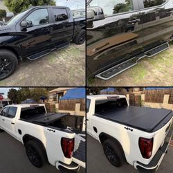 07-18 Silverado Sierra Crew Cab Step Running Boards / 5.8ft Hard Tri Fold Bed Cover
