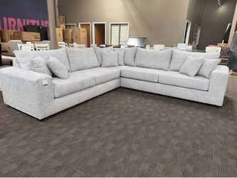 Extra deep wide boucle gray sectional