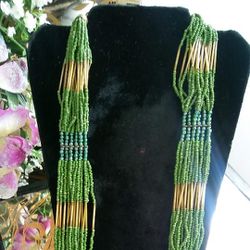 Green Beaded Neckless Adjustable Necklace 