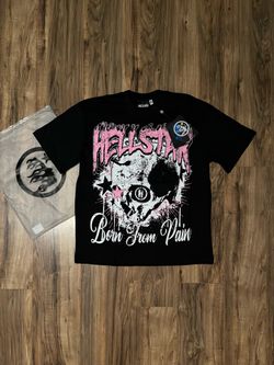 Hellstar "Born From Pain" Pink Skull Graphic T-Shirt Black Size S