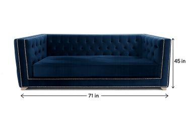 Michelle navy velvet couch and Michelle grey velvet chair