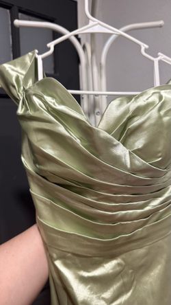 Sage Green Satin Ruched Formal Dress