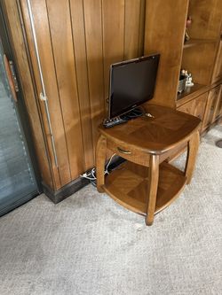 Living room and table solid wood could be cute redone