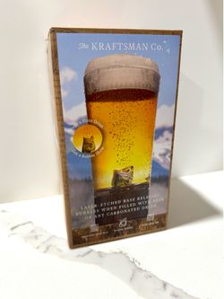 Kraftsman Co Bubble Beer Glass Fish Base Pint Glass Wood Stand Boxed NEW