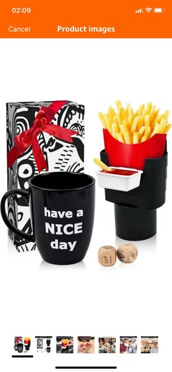 Funny Coffee Mug with Finger on the Bottom, French Fry Holder&Sauce Holder Set, Date Night Ideas Food Choice Dice, Gag Gifts Stocking Stuffers for Men