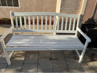5’ long x 21” wide x 35” tall White Wooden Outdoor Bench