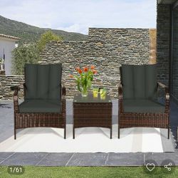 3 PCS Patio Rattan Furniture Set
