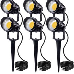 SUNVIE LED Outdoor Spotlight 12W Landscape Lighting 120V AC Waterproof Landscape Lights Spot Lights for Yard with Spiked Stake Warm White Flag Light G