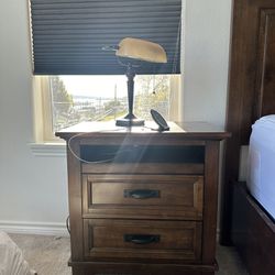 Bed frame with storage and matching nightstand 