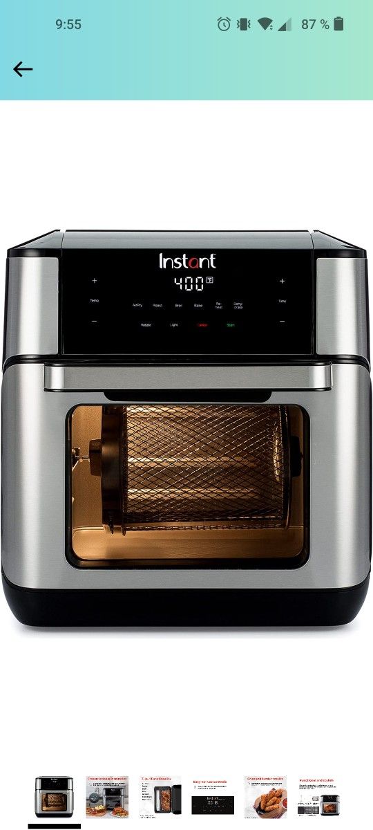 Instant Pot Vortex Plus - Freidora de aire de 10 cuartos de galón, horno de asado y convección 7 en 10, asado, hornear, deshidratar y calentar, con te
