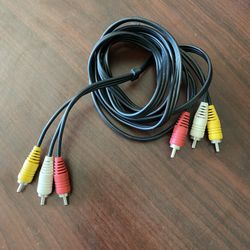 6’ RCA Audio Video Composite Cable , Black 3 male to male R,Y,W connection.