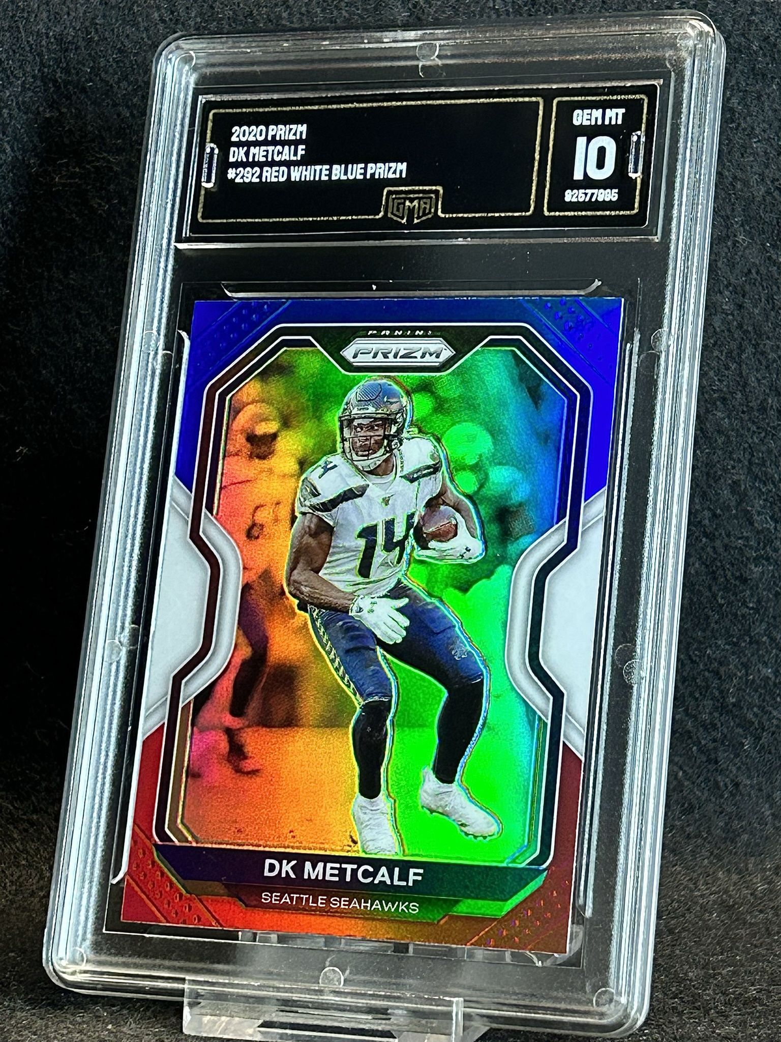 2020 Prizm 🔥 DK Metcalf 🔥 Red White & Blue Prizm GMA 10 💎 Mint - Seattle Seahawks / Pittsburgh Steelers