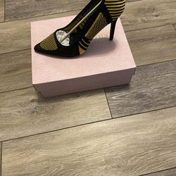 Yellow/Gold & Black Heels