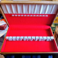 Vintage Wooden Silverware Storage Box