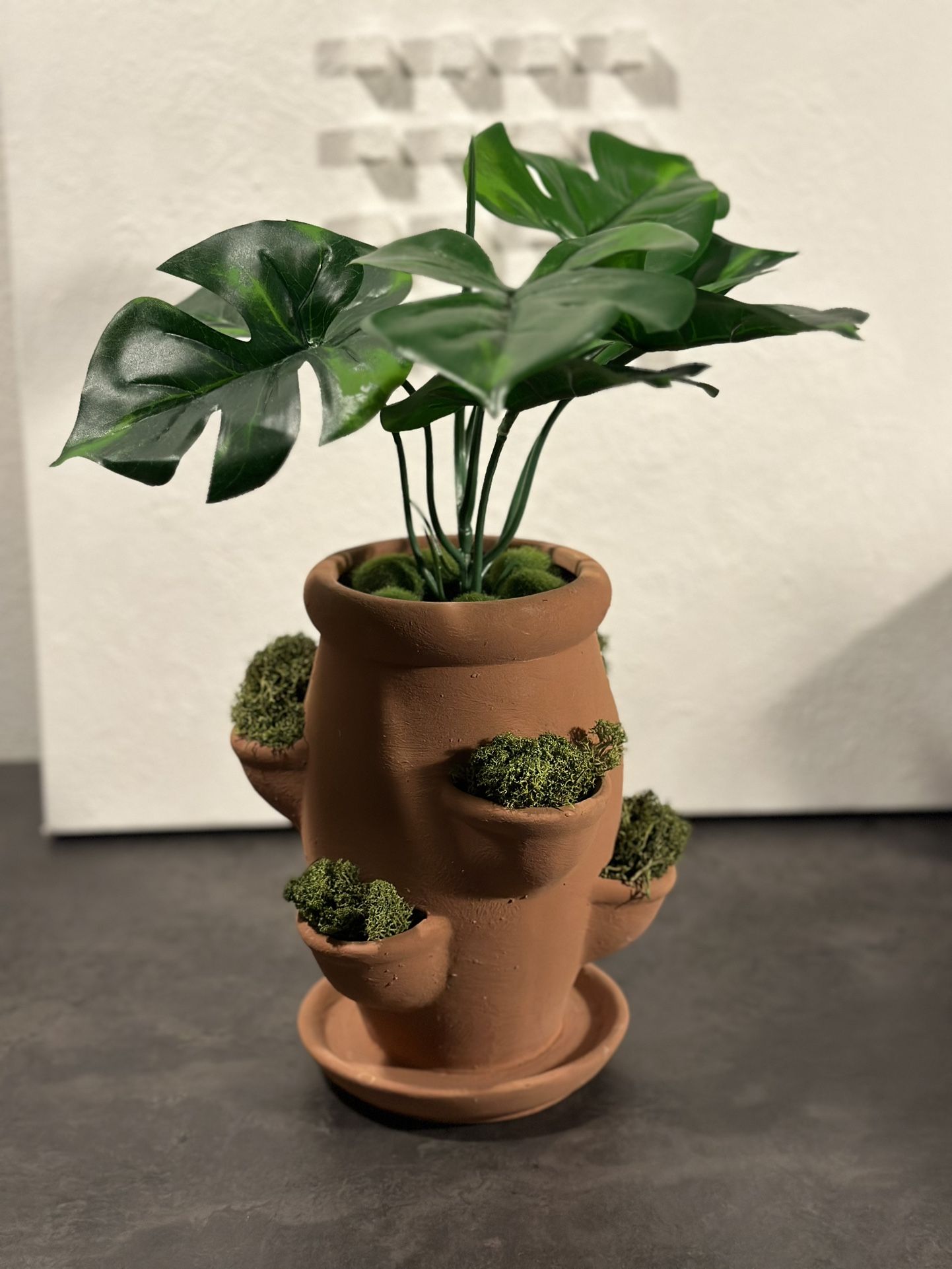 Faux Fake Terracotta Plant With Moss