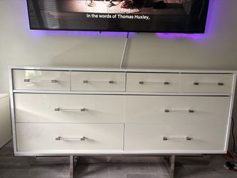 Modern White Gloss Dresser — $250