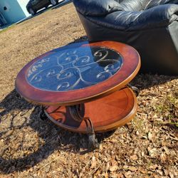 Wood Table with glass top Decent condition  Too big for me , come pick it up for free
