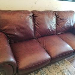 Brown Leather Couch And Love Seat