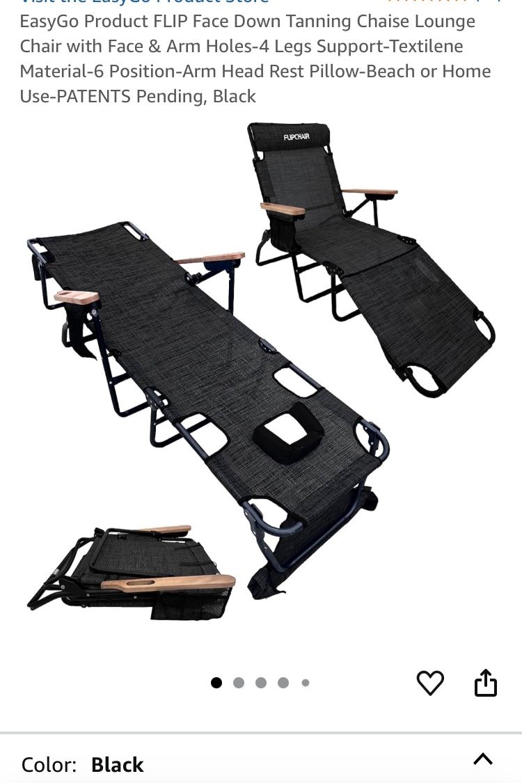 Flip Face Down Tanning Chaise Lounge Chair