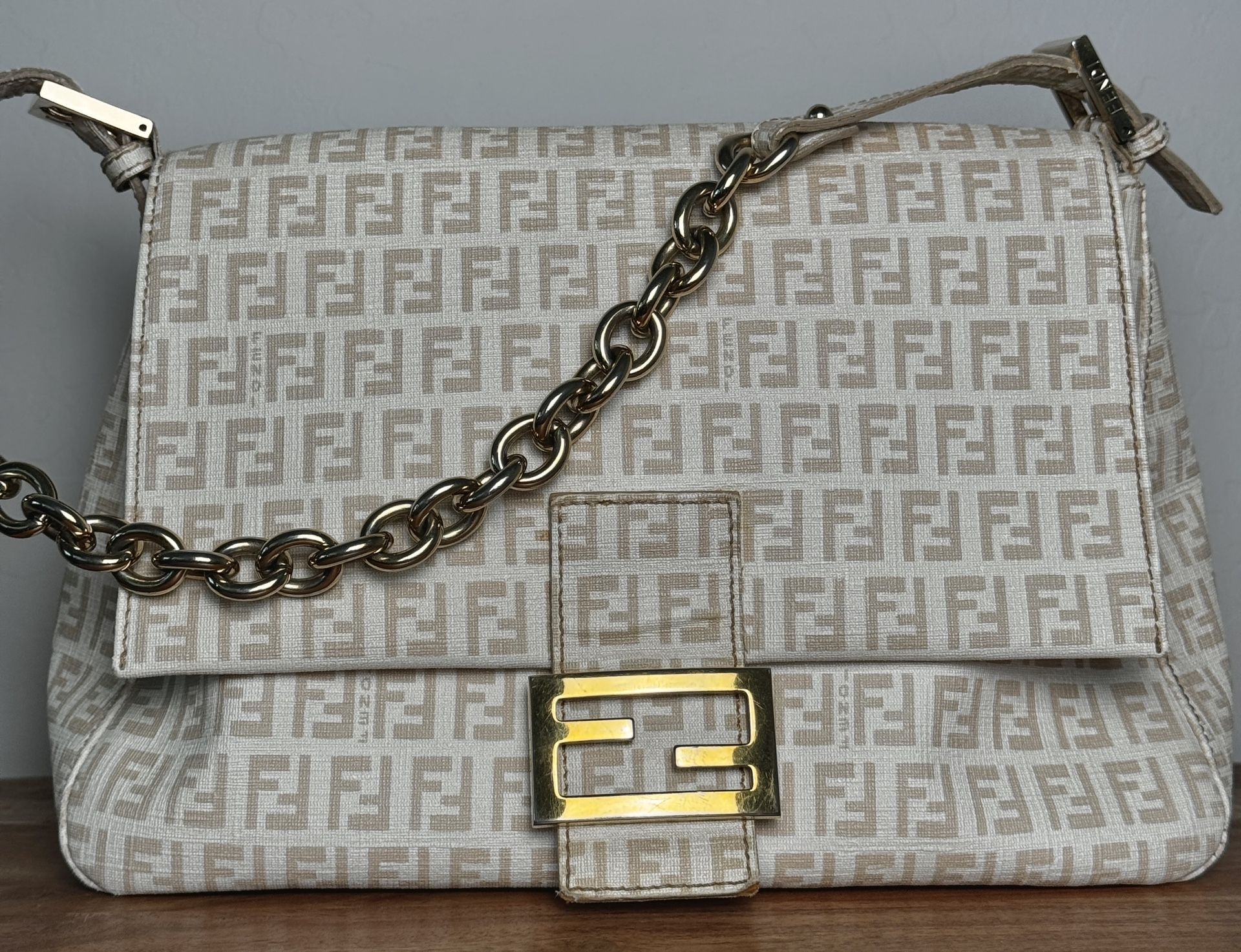Fendi Zucchino Spalmati Forever Mama Baguette Crema Ecru limited edition 