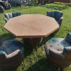 Antique Barrel Table And Chairs
