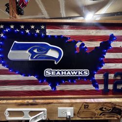 Custom Seahawks Wooden Flag