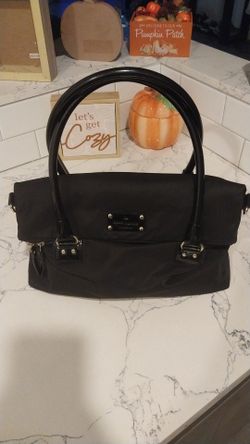 Kate Spade black nylon Carmen convertible foldover  Satchel purse