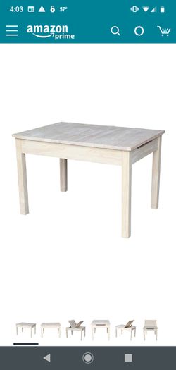 Item Title: International Concepts Table with Lift Up Top for Storage, Unfinished