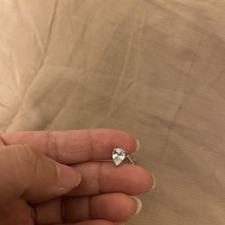 Real Silver Zircon Diamond Stud Earrings 