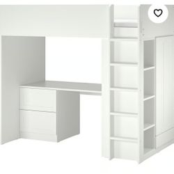 Loft Twin Bed With Closet And Shelves And Desk 